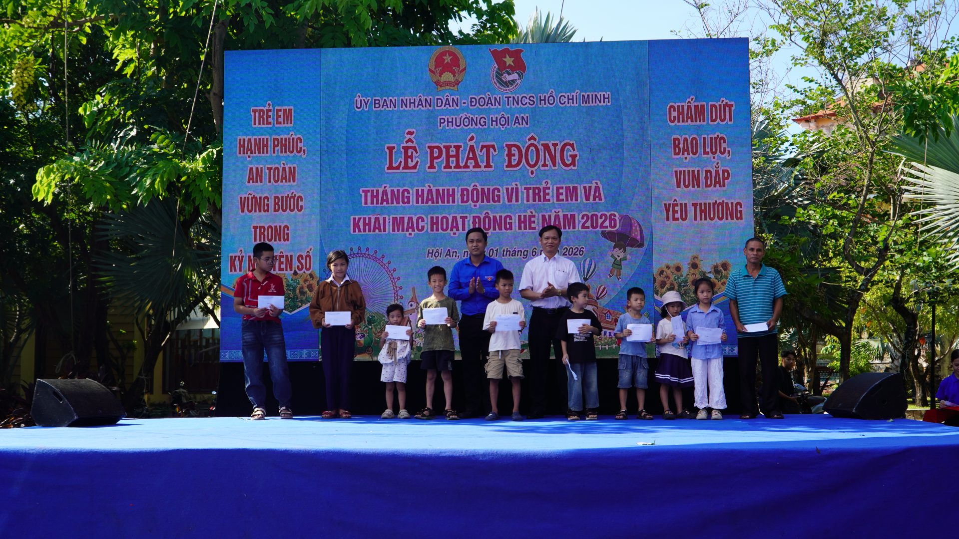 Phường Hội An tổ chức lễ phát động tháng hành động vì trẻ em, tháng hành động quốc gia phòng, chống bạo lực gia đình và khai mạc hoạt động hè năm 2026