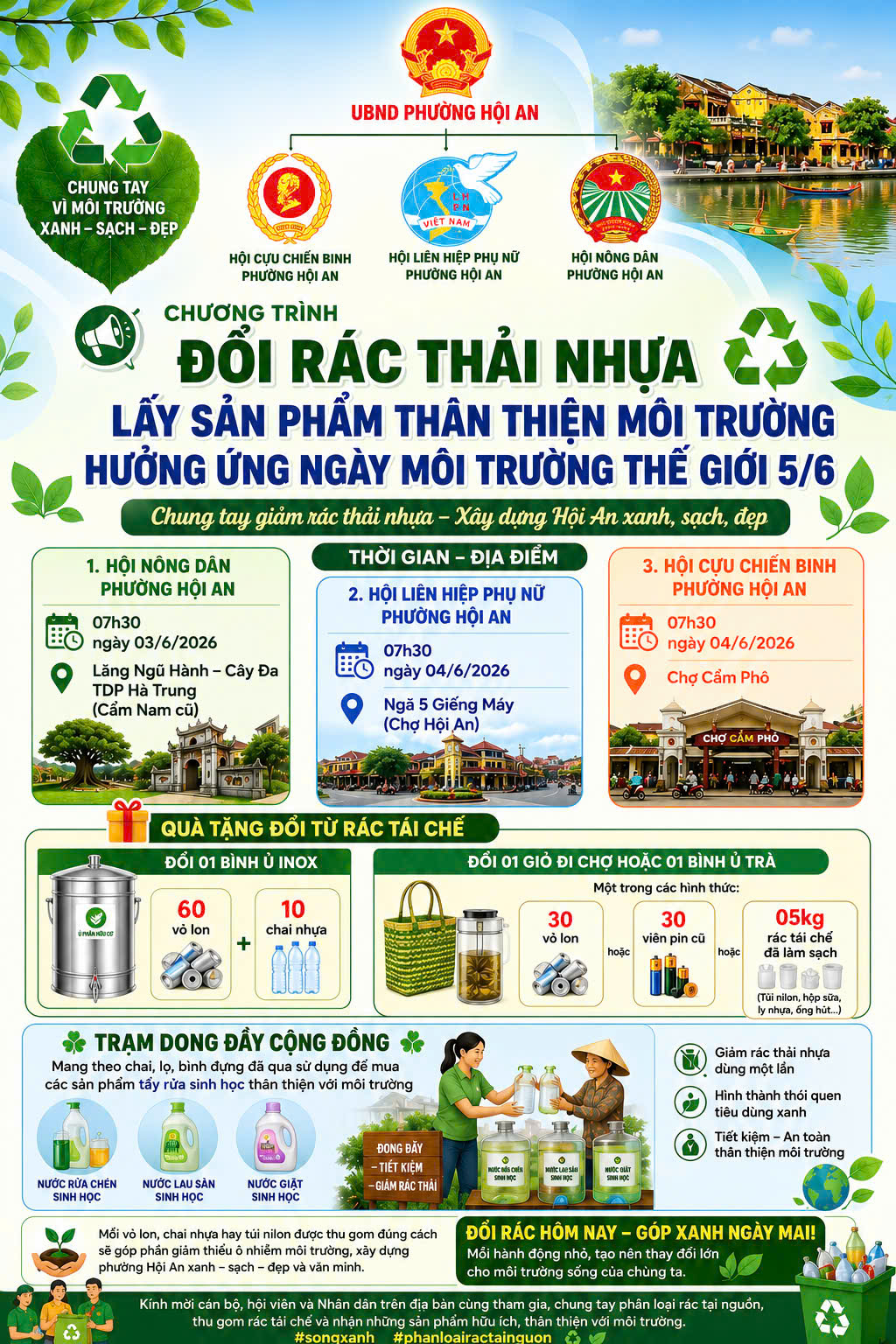 Các đoàn thể phường Hội An ra quân xử lý ô nhiễm môi trường