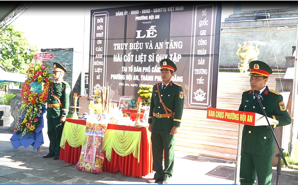 Phường Hội An tổ chức Lễ truy điệu và an táng hài cốt liệt sĩ được tìm thấy tại Cẩm Kim